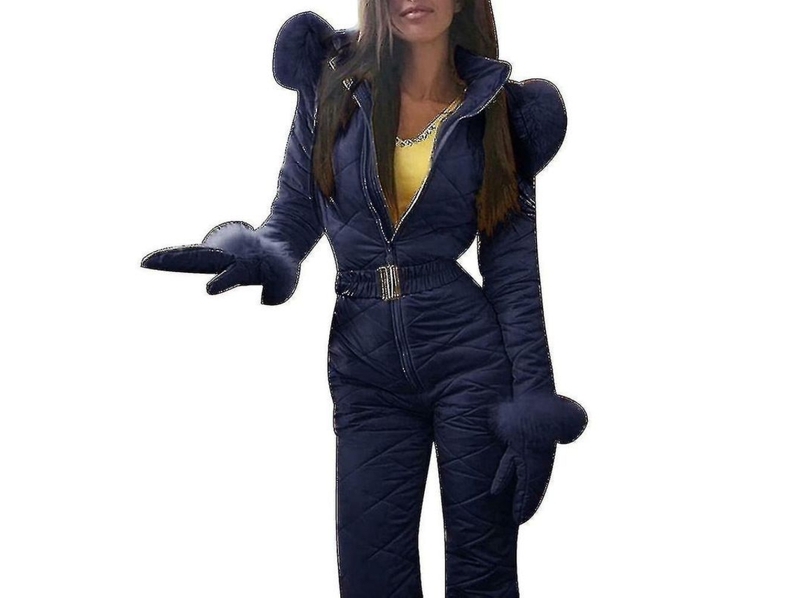 Mono De Nieve Para Mujer Impermeable Con Cremallera, Abrigo Deportivo Al Aire Libre Abrigado Para Esquí Azul 2xl