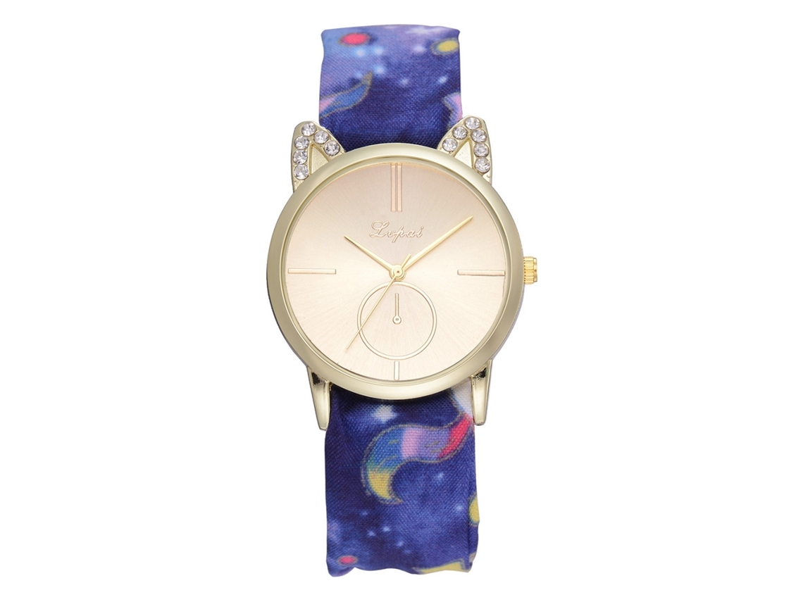 Relógio de Pulso Feminino Lvpai Quartzo com Pulseiro de Tecido Casual Elegante Azul