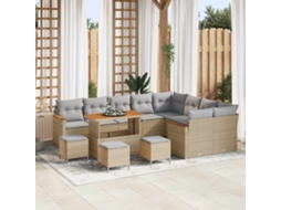 Vidaxl Conjunto De Sofá De Jardim 13 Unid. Bege Vime Pe