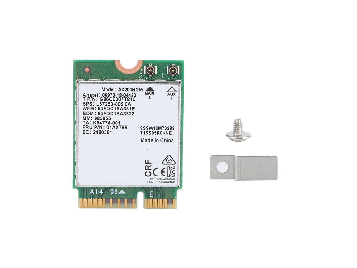 Para Placa De Rede Sem Fio Dual Band Wifi6 2974mbps Intel Ax201ngw Bluetooth 5.0