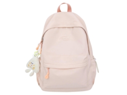 Mochila Feminina De Viagem Em Nylon, Cor Sólida, Versátil, Ideal Para Estudantes E Uso Diário, Rosa, Tamanho P.