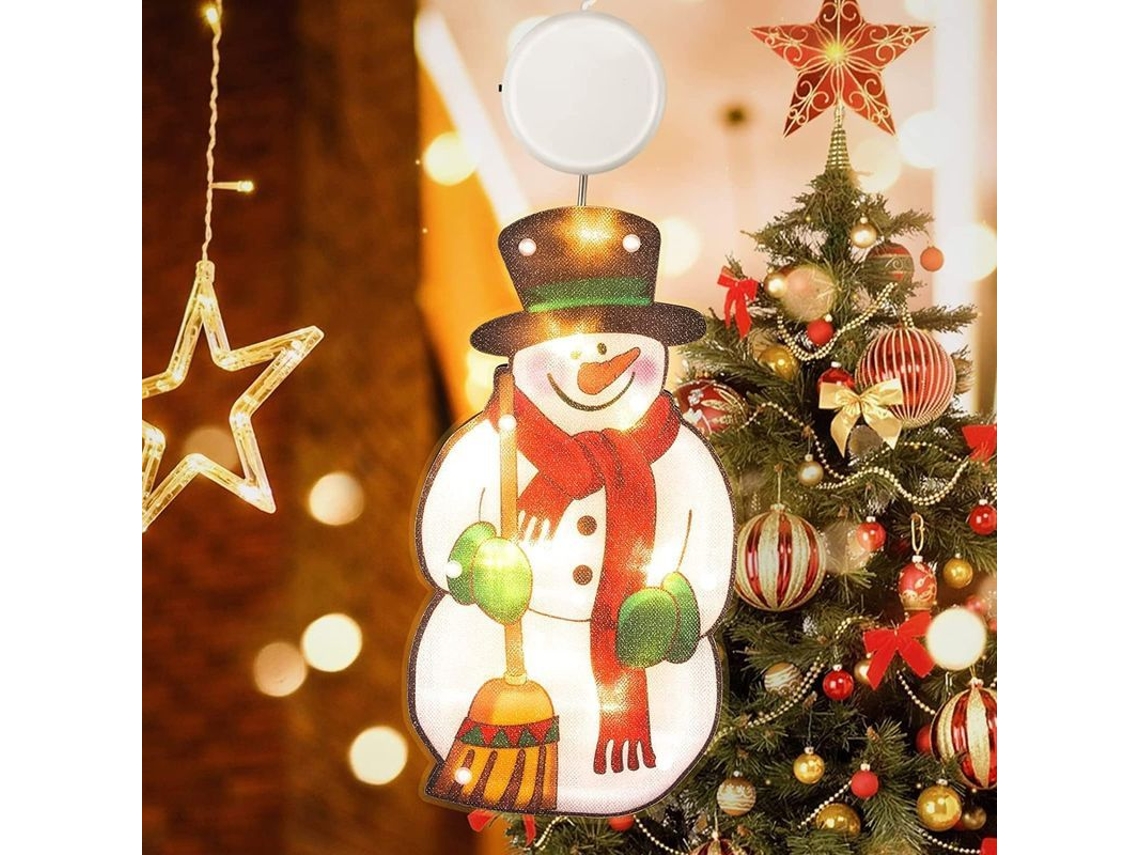 2026 luces Led de Natal com Ventosa, Silueta do Papai Noel, Decoração de Janela, Funcionam com Pilhas