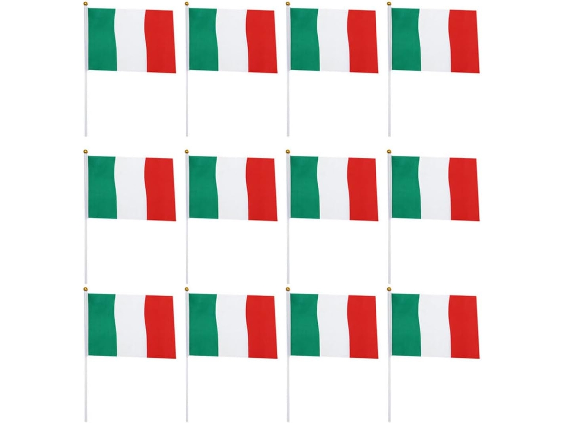Bandeirinhas Italianas de Mão com Design Detalhado, Feitas de Poliéster, Pacote com 100 Unidades. Leves e CHABERLU