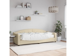 Sofá cama con colchón de 80x200 cm, tela color crema