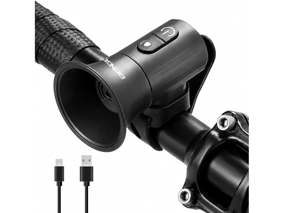 Buzina Elétrica Para Bicicleta De 120db Com Gravação Personalizada, Usb-c, 200mah E Ipx4 (preta)