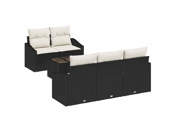 Maison Exclusive - Conjunto De Sofás Com Almofada 6 Pcs Preto E Creme Vime Pe