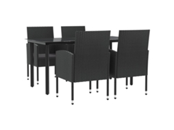 Garden Dining Set, Garden Dining Sets Vidaxl Preto Rattan / Vime (mesa Com 160 Cm De Comprimento)