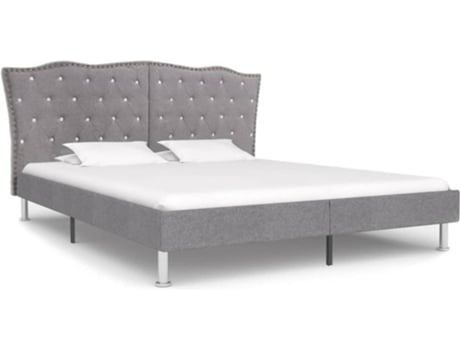 Cama  280541 Tecido (180x200 cm - Cinzento Claro)