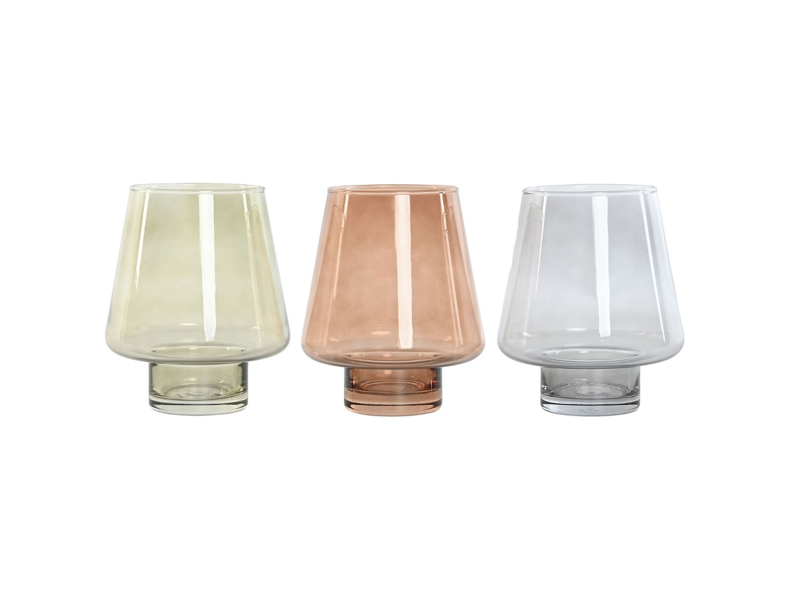Vaso de vidro moderno Home Esprit Azul Verde Âmbar 14,5 x 14,5 x 18 cm (3 unidades)