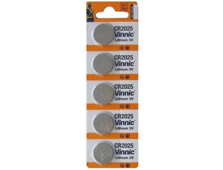 Pilhas Litio tipo Botão VINNIC CR2025 (5 Und)