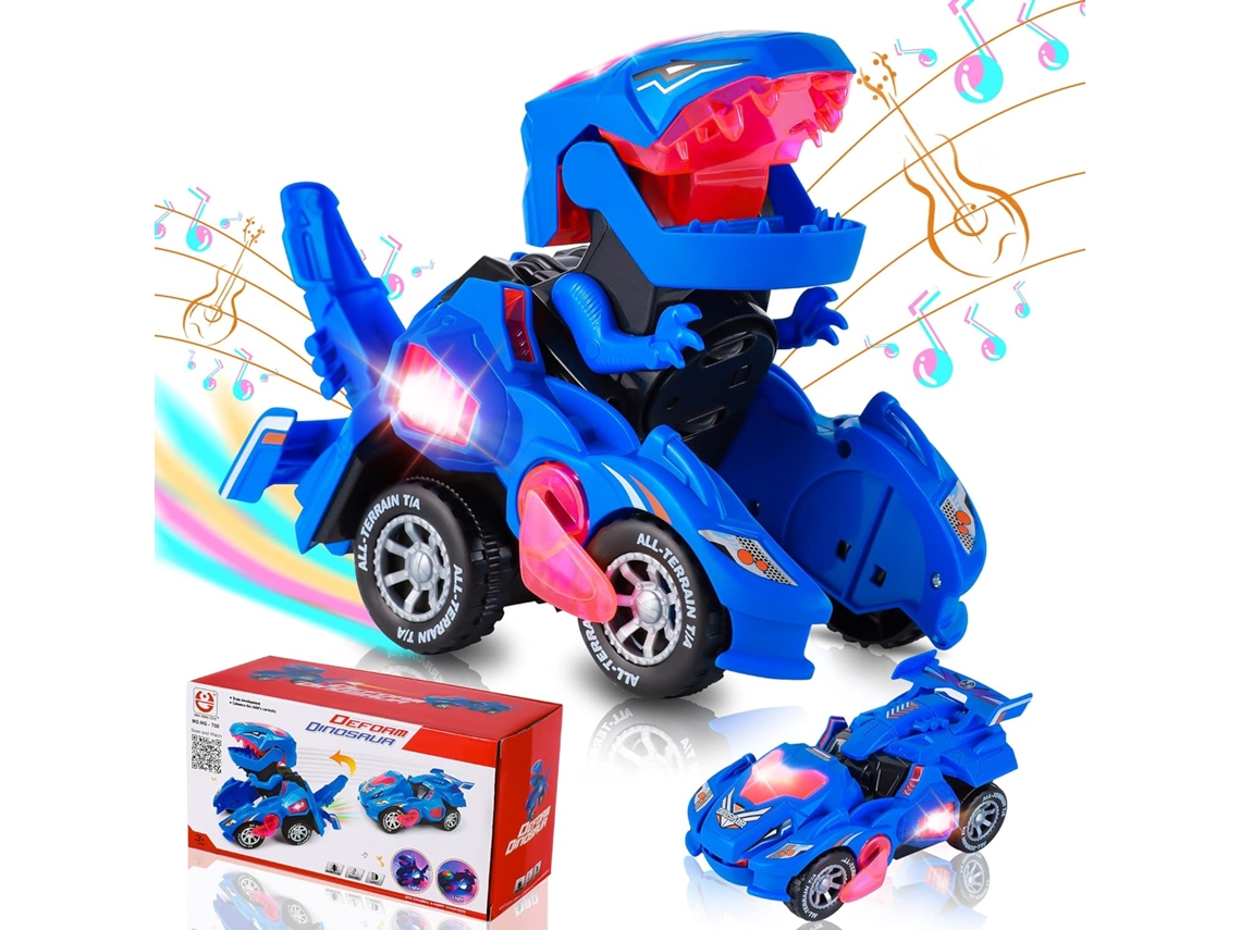 Brinquedos De Carro De Dinossauro Transformador, Carro De Dinossauro Led Transformador Com Luzes E Música Aquaforge