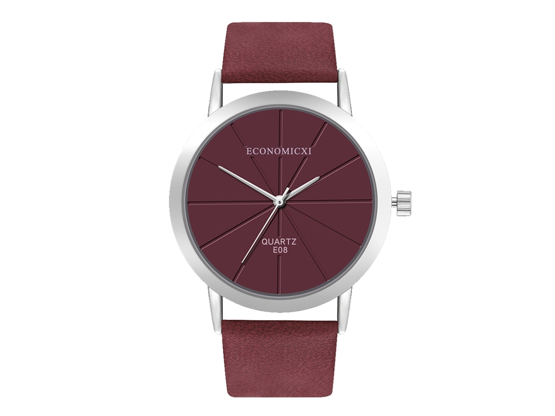 Relógio de Pulso Unissex Minimalista com Cinto de Couro Pu Quartz Roxo