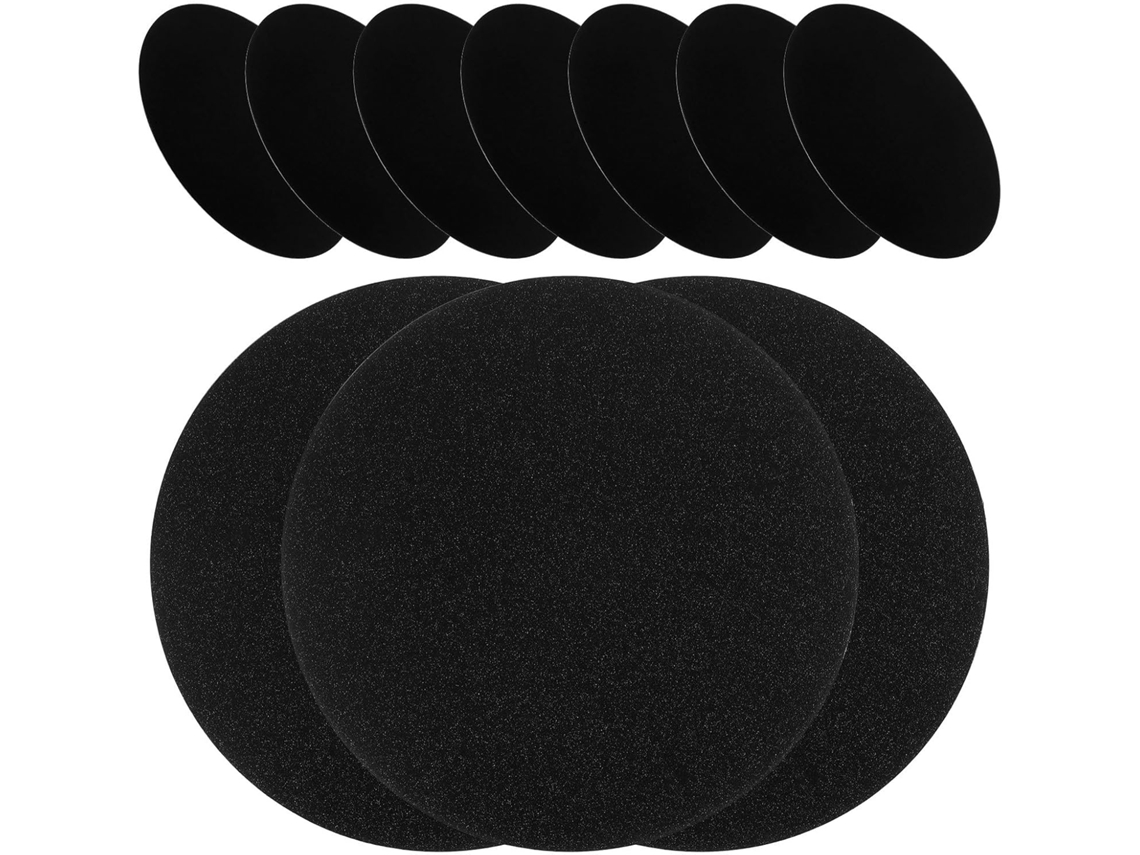 Conjunto de 10 placas de metal pretas com adesivo na parte traseira para suportes de celular.