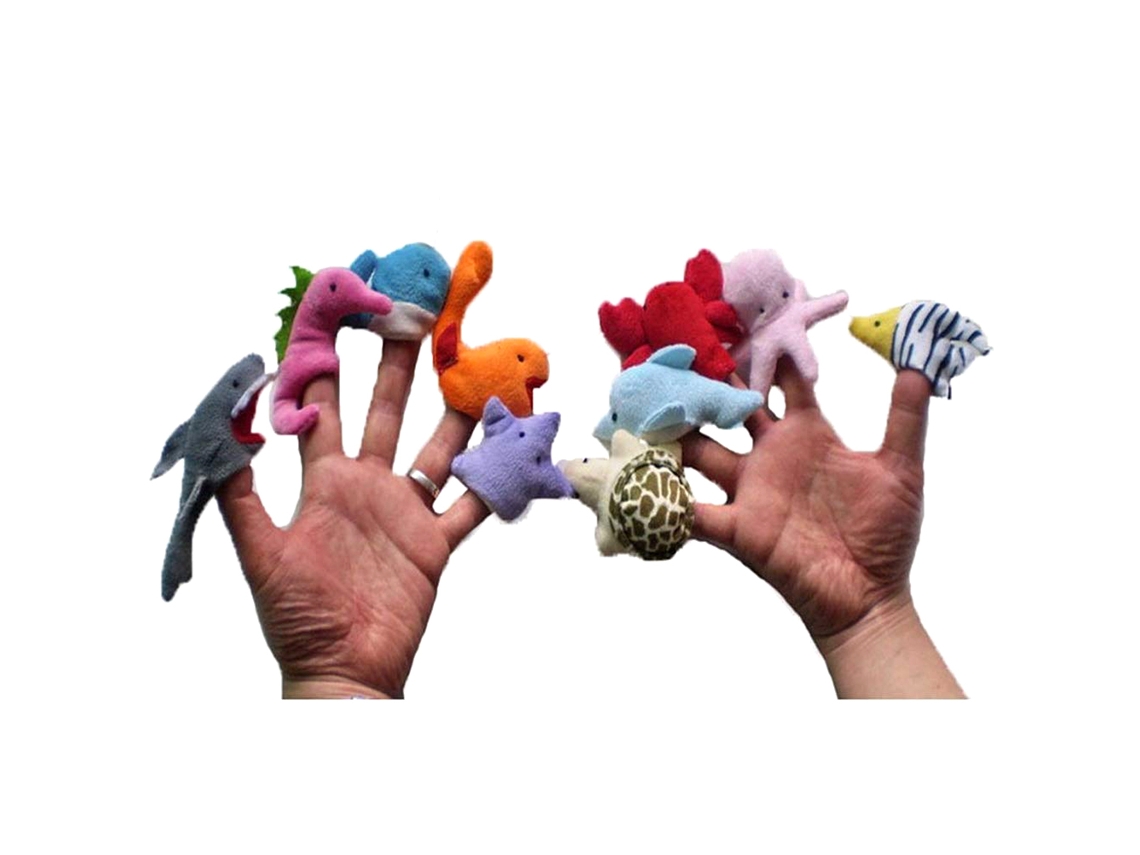 Mali 10pcs/set Marionetes de Dedos de Animais Marinhos Pelúcia Brinquedos Educativos Infantil