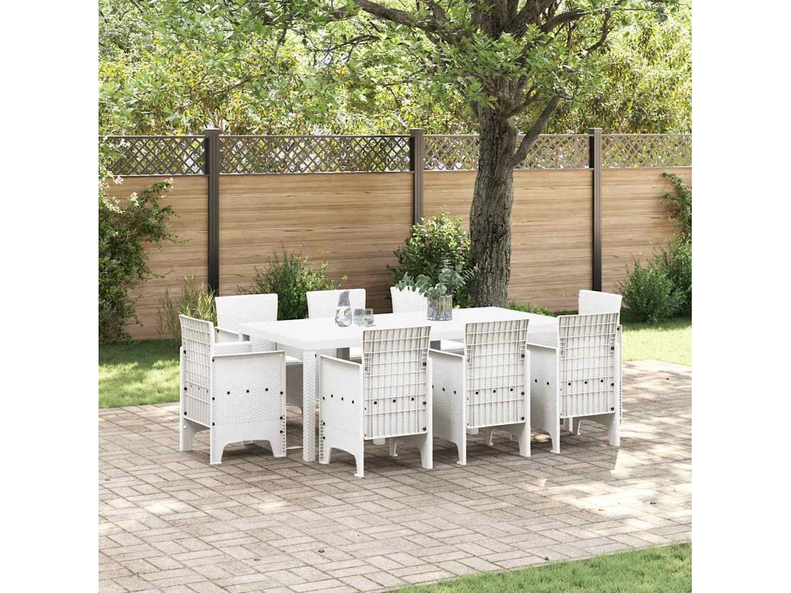Vidaxl Conjunto De Jantar Para Jardim 9 Unid. Branco Polipropileno