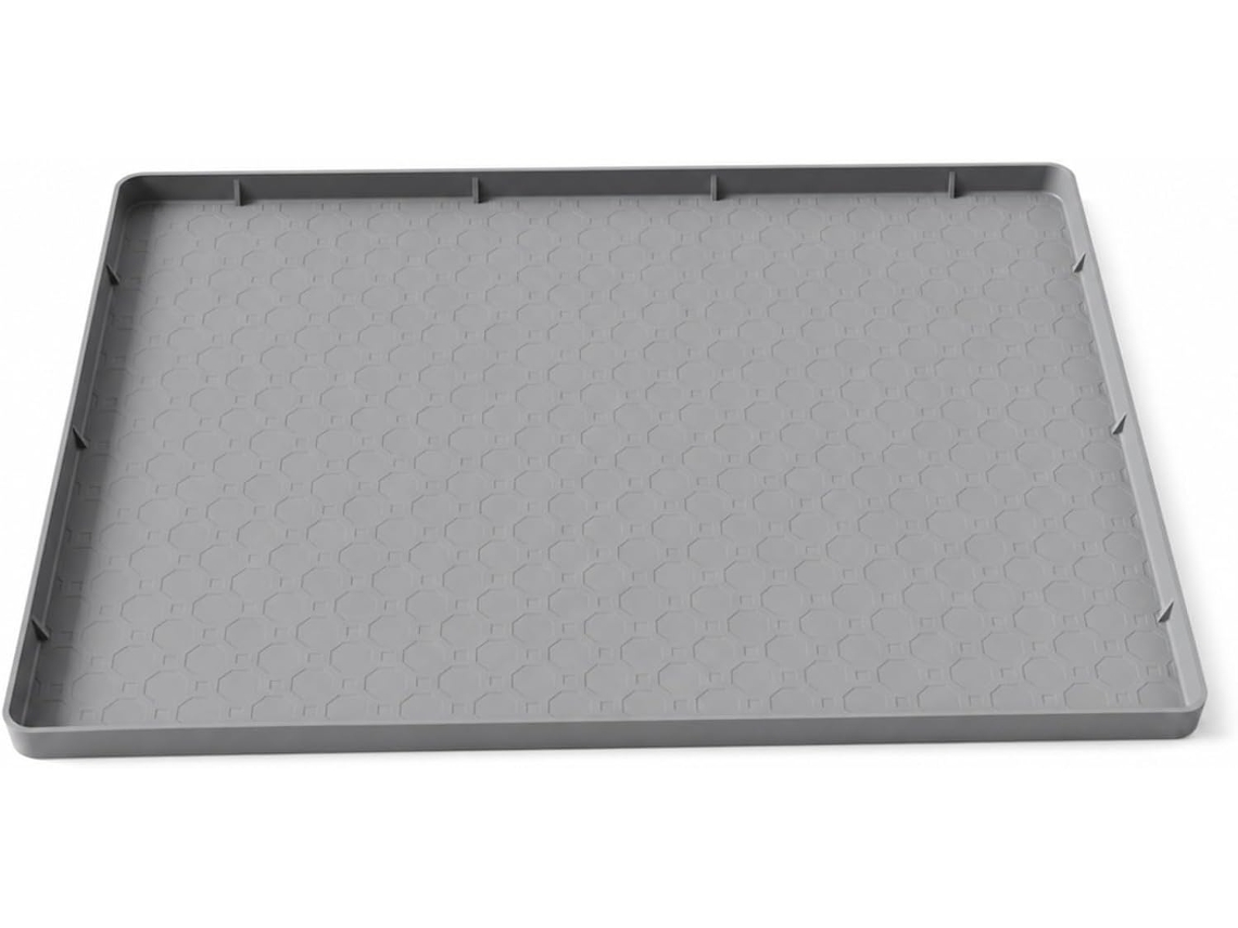 Tapete de silicone Predolo com borda elevada, compacto e anti-derramamento para piso de cozinha, cinza, 560 x 360 x 20
