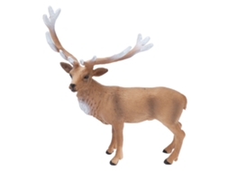 Rebe-estatua De Ciervo Salvaje Macho Rojo Modelo Animal Realista Sólido Para Pastel Regalo Navidad