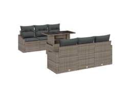 Maison Exclusive - Conjunto De Sofá De Jardim 7 Pcs Cinzeto Vime Pe