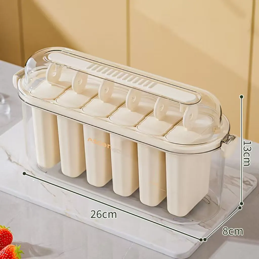 Caixa de Gelo 6 Unidades em um com Tampa Ajustável de Segurança Anti pó e Alça Oculta ZSANFS (branco Creme)