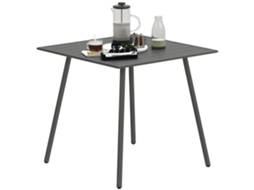 Mesa de Jantar de Jardim para 6 Pessoas com Tampo Ripado, Ideal para Jardim, Pátio e Terraço, 80 X 80 X 74 Cm, Cinza. CHEZMOI