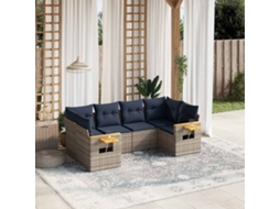 Vidaxl 6 Pcs Conjunto Sofás P/ Jardim C/ Almofadões Vime Pe Cinzento