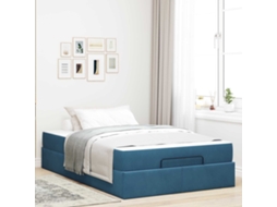 Vidaxl Estrutura De Cama Com Colchão 2 Unid. Azul Veludo