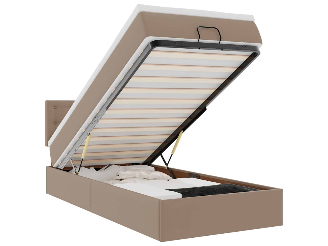 Cama Otomana com Colchão Couro Artificial Cappucino MAISON EXCLUSIVE (90x200 cm)