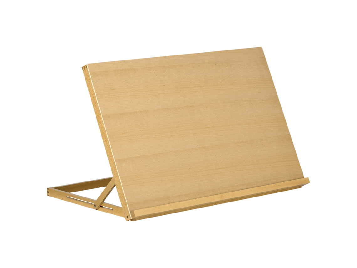 Cavalete De Mesa Dobrável 75,8x51cm Com Assento Ajustável, Feito De Madeira De Faia.