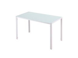 Mesa Sala De Jantar De Cristal Retangular Para 4-6 Pessoas Com Pés De Metal Multifuncional Para Cozinha 120x60x75cm Branco