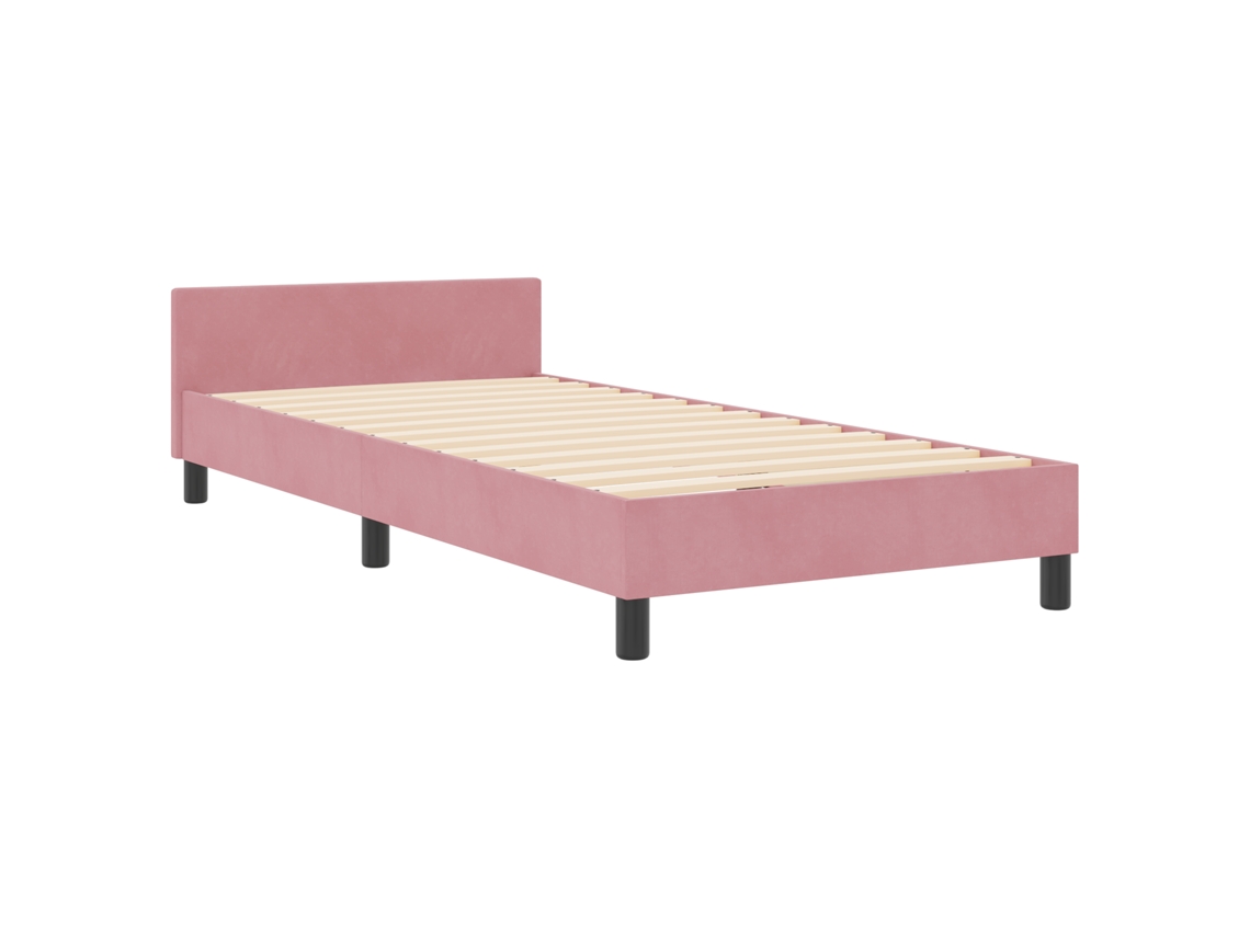 Conjunto 1 Cama Moderna Vidaxl Rosa Veludo (90 X 190 Cm)