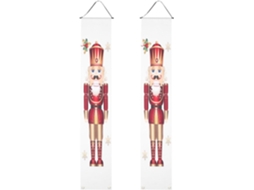 Inoomp Faixa de Natal Quebra nozes em Poliéster, 1 Par, Decoração para Varanda e Porta de Entrada, Jardim e Festa de CHABERLU