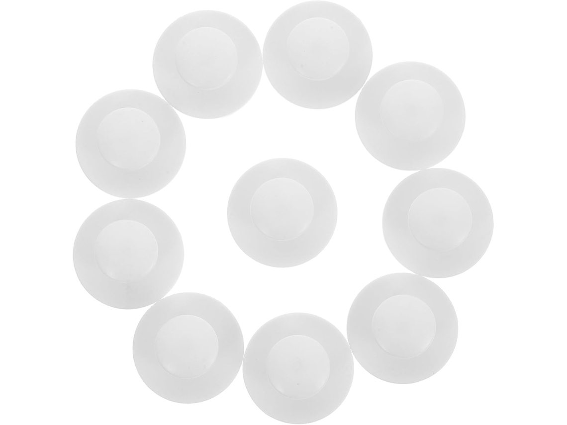 Conjunto De 10 Puxadores Autoadesivos Redondos Plástico Branco Para Armários