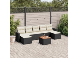 Vidaxl 8 Pcs Conjunto Sofás De Jardim Com Almofadões Vime Pe Preto