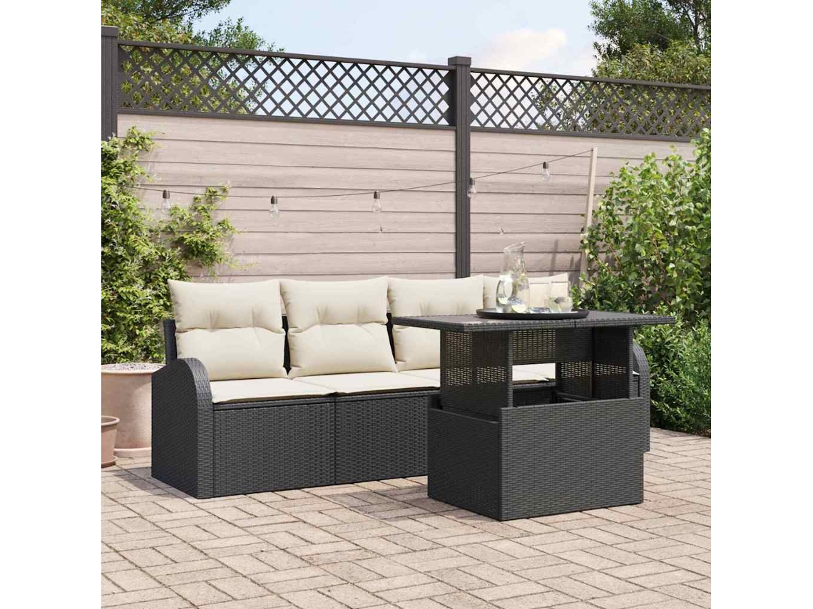 Vidaxl Conjunto De Sofá De Jardim 5 Unid. Preto