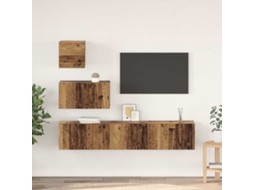 Vidaxl Conjunto De Móvel De Tv 4 Pcs Madeira Antiga Madeira Processada
