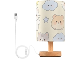 Abajur de mesa pequeno Yuiboo, luz suave, estampa Pocket Buddies, luz noturna para crianças e sala de estar.