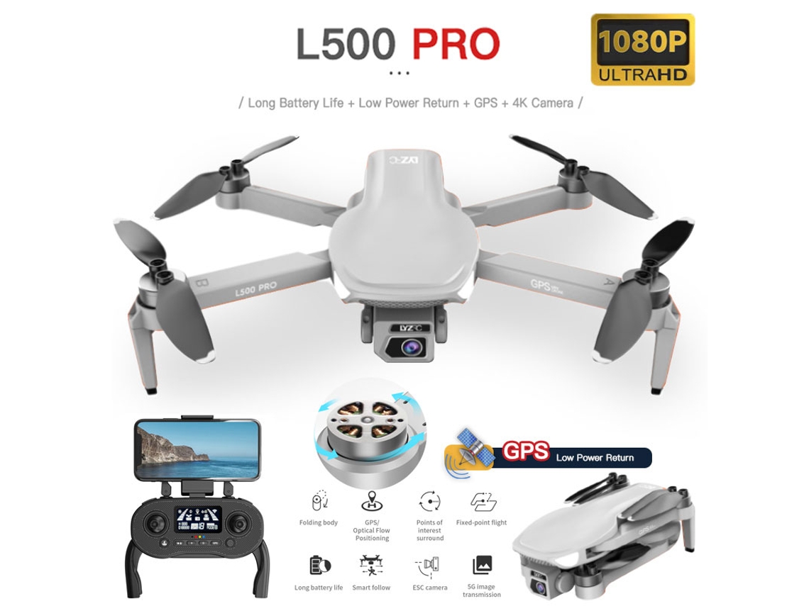 Drone Bestvite De Controle Remoto Gps L500pro (1080p Duração Da Bateria 25 Min Cinza)