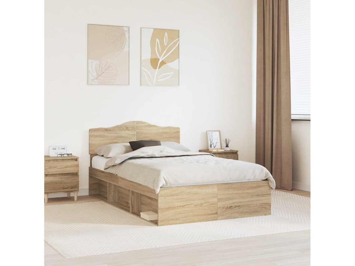 Vidaxl Estrutura Da Cama Com Cabeceira Sonoma 120 X 190 Cm