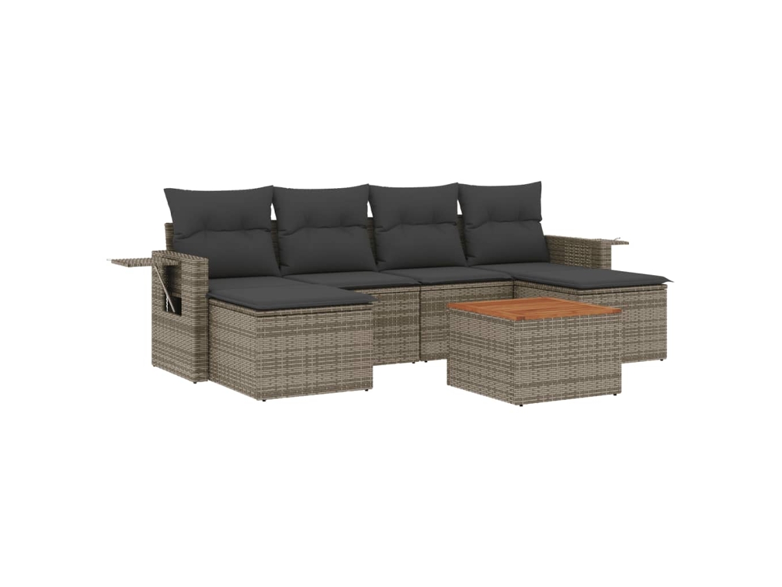 Conjunto de 7 Sofás para Jardim com Almofadões Vime Pe Cinzento MAISON EXCLUSIVE (7 pcs)