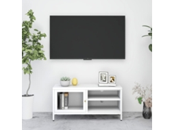 Móvel De Tv | Gabinete De Tv | Armário De Tv 90x30x44 Cm Vidro E Aço Branco