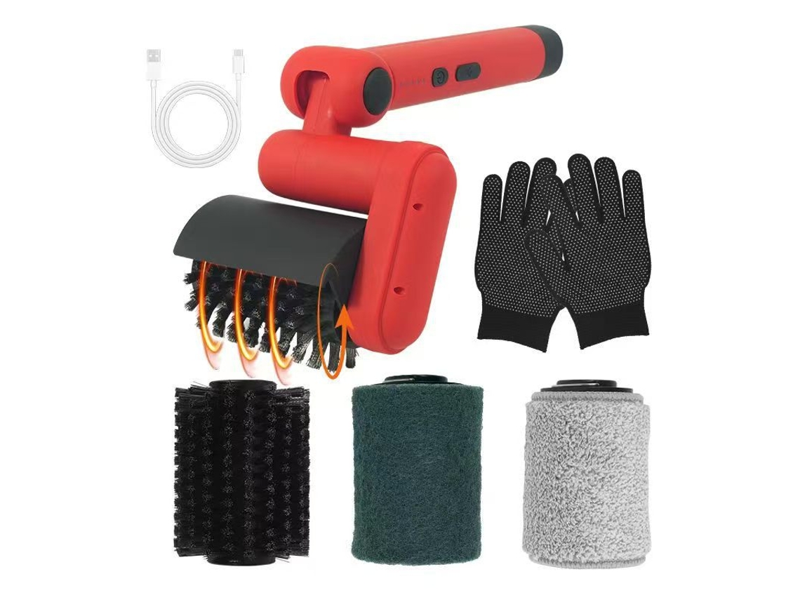 Escova de Limpeza Elétrica CHRUI, ajustável 60°, 2 níveis, bateria led, IPX7 vermelho
