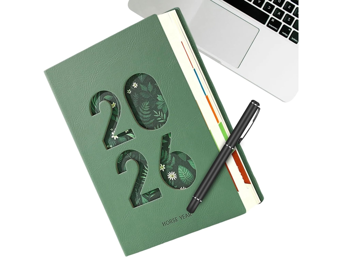 Anual Caderno De 365 Dias Em Couro Sintético, Agenda Mensal 2026, Formato A5, Diária, Escritório, Escola
