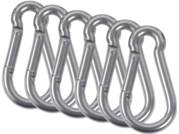 MEOIRUERY 6pcs Mosquetões M5 Em Aço Inoxidável 304 Com Mola Para Campismo, Trabalho Em Altura, Barraca E Balanço