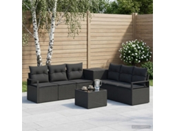 Vidaxl Conjunto De Sofás 8 Unid. Preto Rattan Poliéster E Aço