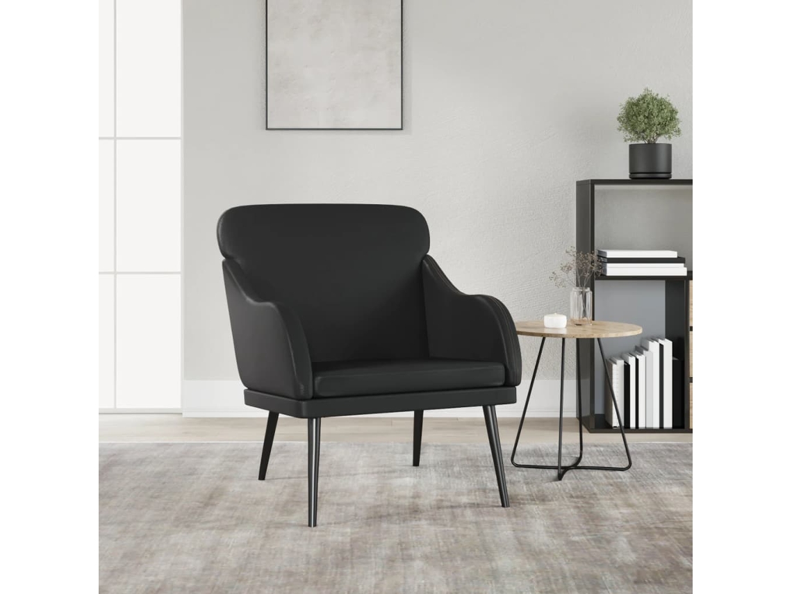 Vidaxl Cadeira Com Apoio De Braços 63x76x80 Cm Couro Artificial Preto