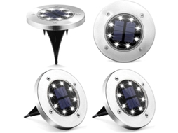 Nova Line luz Solar de Disco com 8 Leds para Exterior Impermeável Jardim Paisagismo Iluminação (branco)