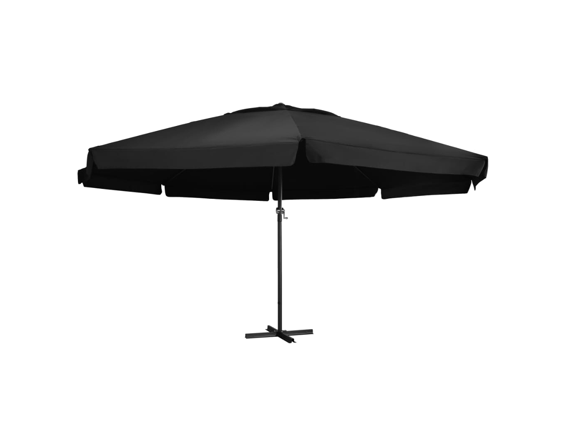 Vidaxl Guarda-sol De Jardim Com Poste De Alumínio 500 Cm Preto