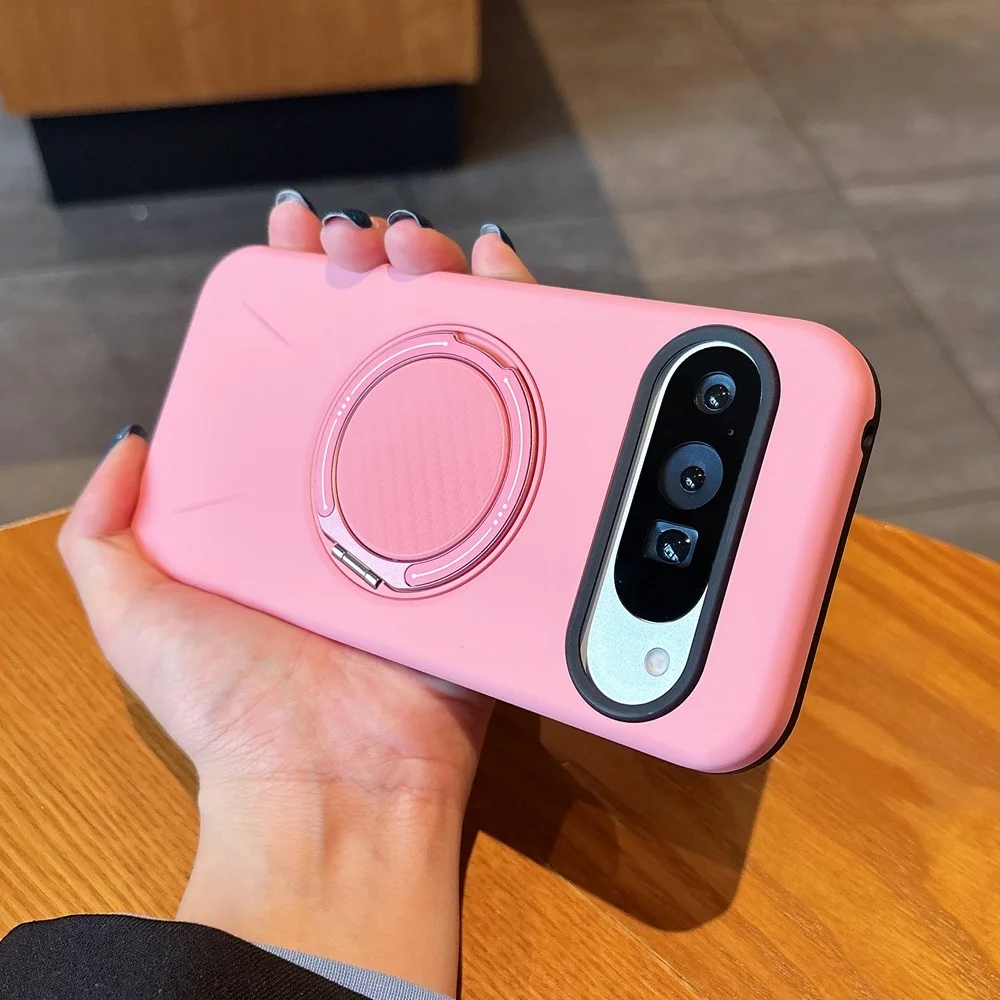 Capa De Celular Com Suporte Magnético De Metal (rosa) Para Google Pixel 10, Resistente A Impactos.