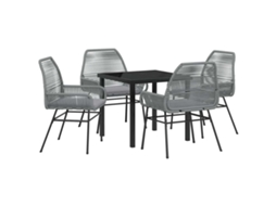 Conjunto de Jantar para Jardim 5 Pcs - Móveis de Jardim para Refeição Cinzeto Vime Pe HARLANV1