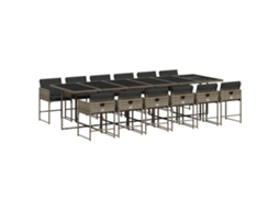 Conjunto de 13 Jantar para Jardim com Almofadões Vime Pe Cinzento MAISON EXCLUSIVE